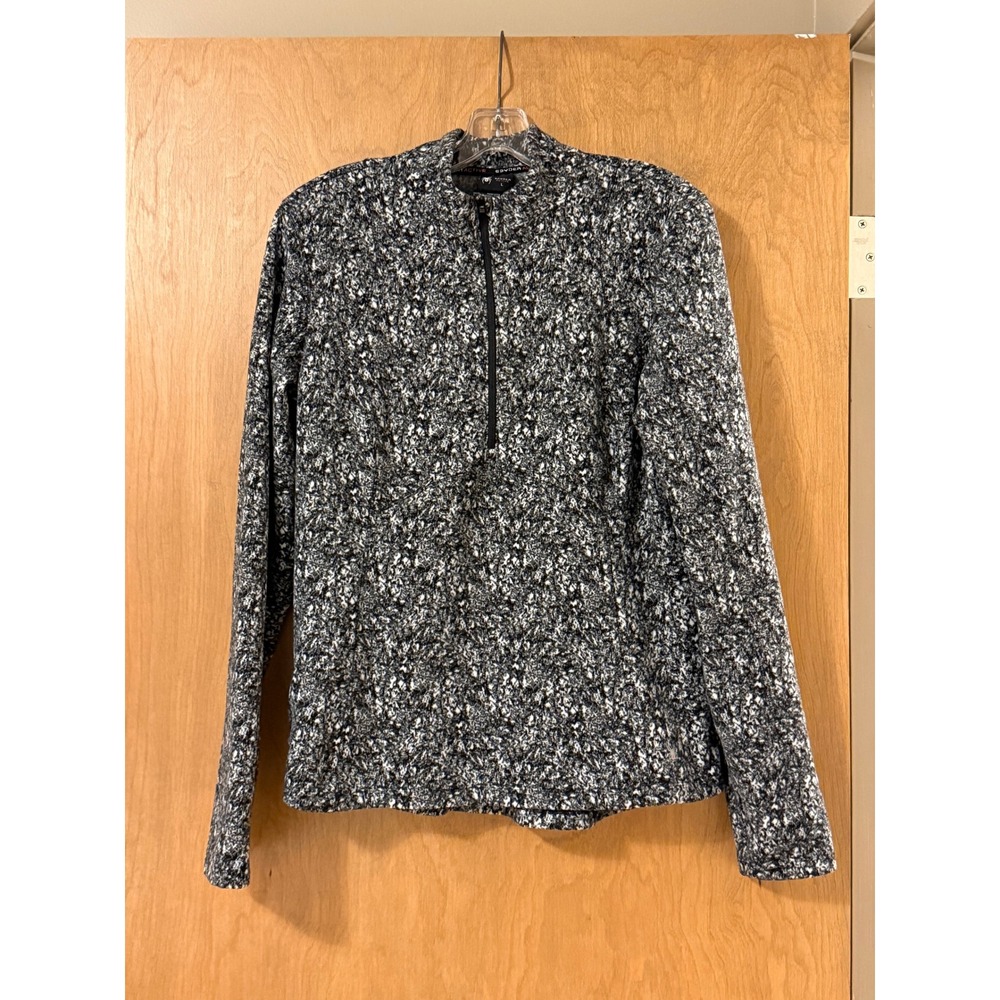 Spyder Active Black White Marled Fleece Quarter Zip Pullover Women's L Ski Layer